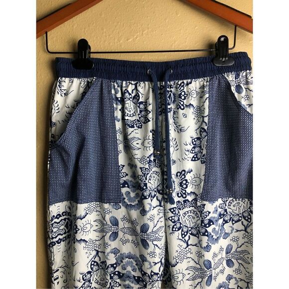 MNG by Mango Suite High Waisted Elastic Pull On Lounge Floral printed pants size - Picture 4 of 14